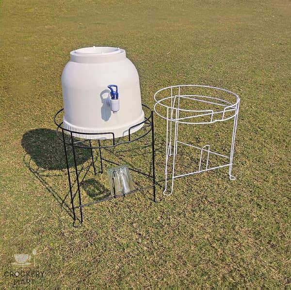 Matte Black and White Iron Water Cooler Stand — Universal Fit for All Standard Water Coolers