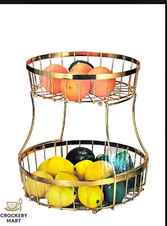 Modern 2-Tier Round Fruit & Vegetable Stand – Durable Steel Storage Rack