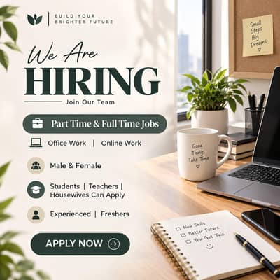 We are hiring staff male and female for office and online work.