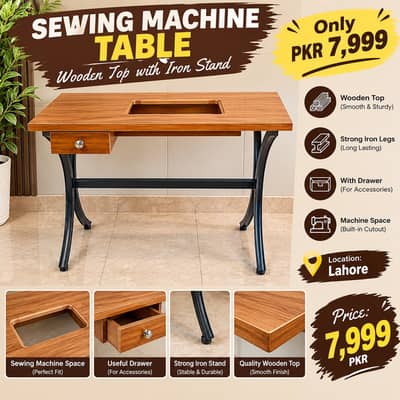 Table | Wooden Top Table | Silayi Machine Table | K Shape Table