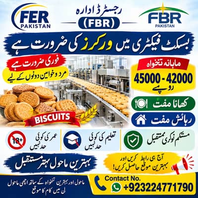 Biscuit Factory job || Factory Jobs || Male & Female || Jobs in Lahore