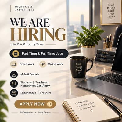 We are hiring staff male and female for office and online work.
