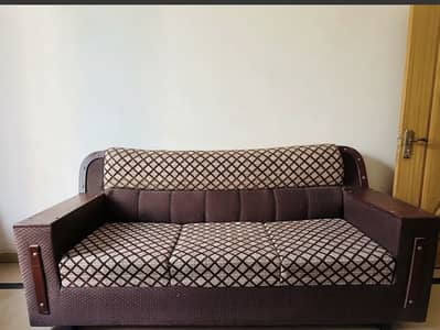 Comfortable Brown & Beige Sofa Set / Convertible Bed for Sale