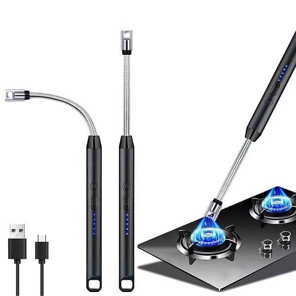 Rechargeable Electric USB Charging Bbq Lighter Arc Bbq Igniter Pulsed Arc Ignition Fire Starter Gas stove Windproof Flameless 360 Degree Bendable Soft Tube