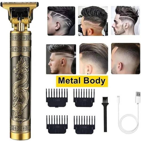 Vintage T9 Hair Trimmer — Professional USB Rechargeable Cordless Clipper