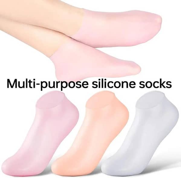 1 Pair Silicone Socks Moisturizing Gel Heel Socks Exfoliating And Preventing Dryness Foot – Cracked Heel Repair, Foot Care, Hydrating Spa Socks for Dry Feet (Free Size)