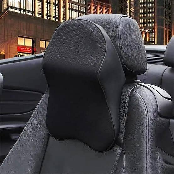Premium Leather Car Neck Pillow, Foam Back Rest, and Lumbar Cushion
