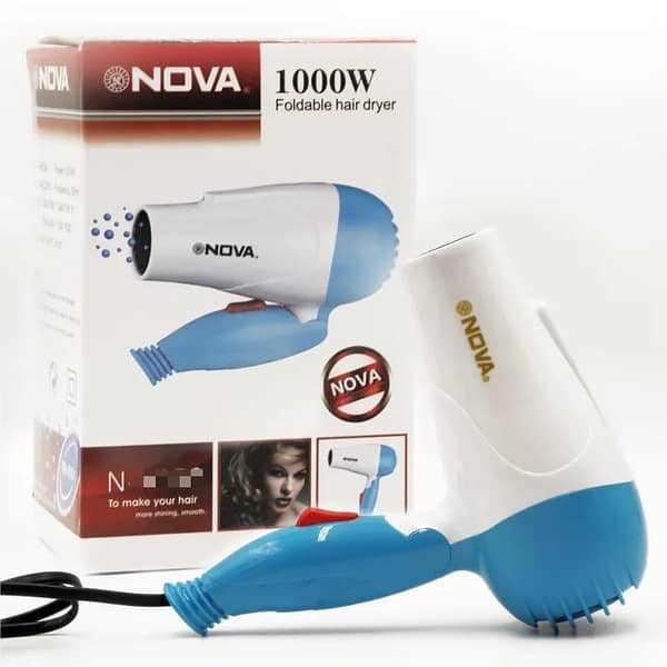 Electric Foldable Travelling Hair Dryer Nova Fashion – 2-Speed Quick Dry, Portable Compact, Random Color