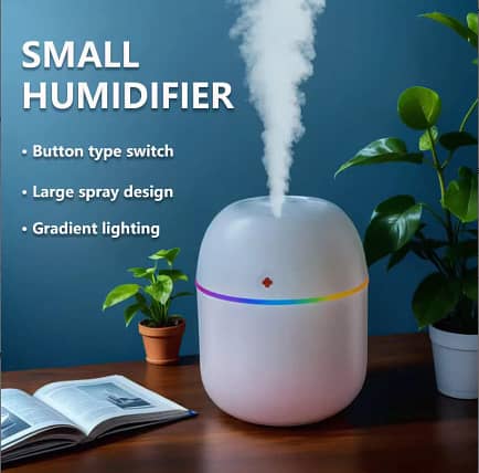 Portable USB Mini Humidifier for Car and Home – Desk Diffuser with LED Night Light, 260ml Tank, Quiet 36dB