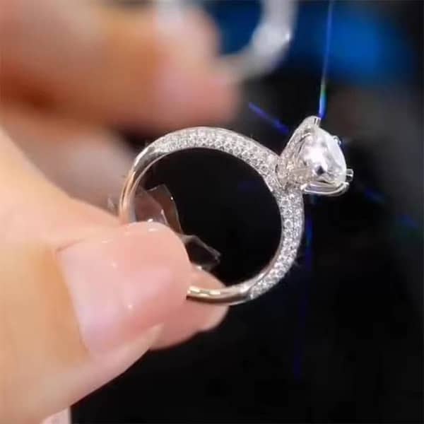 Ring For Girls Adjustable Size Silvery Zircon Ring for Engagement or Everyday Wear
