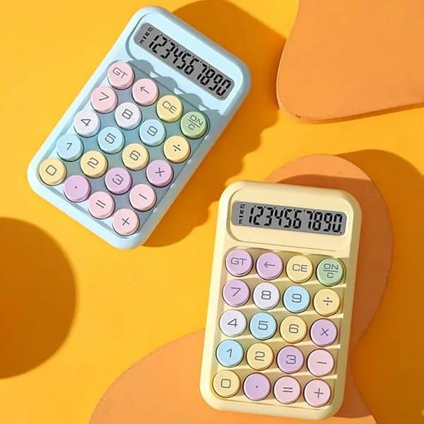 Creative Cute Pastel Calculator: Vintage Typewriter Style 8-Digit LCD Display Calculator for School and Office
