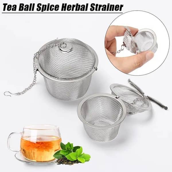 Tea Ball Strainer Mesh: Reusable Stainless Steel Infuser Filter with Clip, Spice/HERB Diffuser Steeper