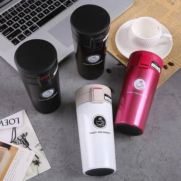 Hot & Cool Vacuum Double Layer Insulation Cup-Stainless Steel  380ml Leak Proof Premium Vacuum Flask Airtight Screw Lid and flip Lock