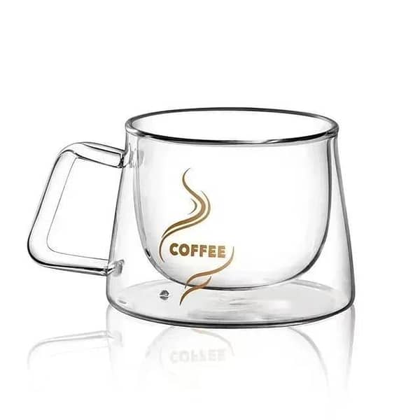 Transparent Double-Wall Heat-Resistant Glass Espresso Cup with Handle - Coffee Mug for Cappuccino, Latte, Tea, Home Café & Gift Idea