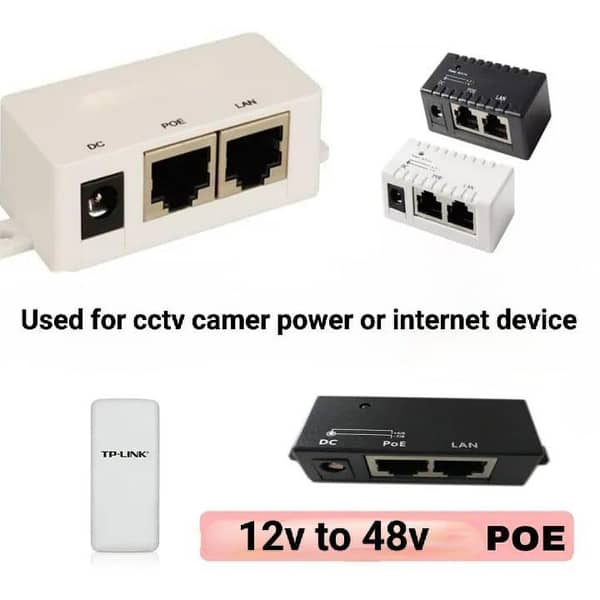 POE DC INJCTOR FOR CCTV AND INTERNET DEVICES POE DC Power Over Ethernet RJ-45 10/100Mbp 12V - 48V Passive POE Injector Splitter Wall Mount Adapter For IP Camera VoIP Phone Network AP device Networking
