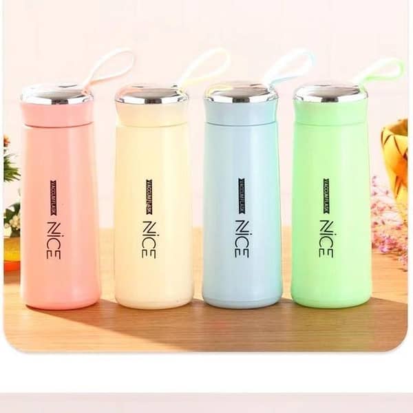 Water Bottles, Glass/Plastic 400 ML Water bottles, Sports water bottles Double walled Keeps Easy to carry for Walking Hiking, school water bottle, Multicolor (1 Piece) coffee mug