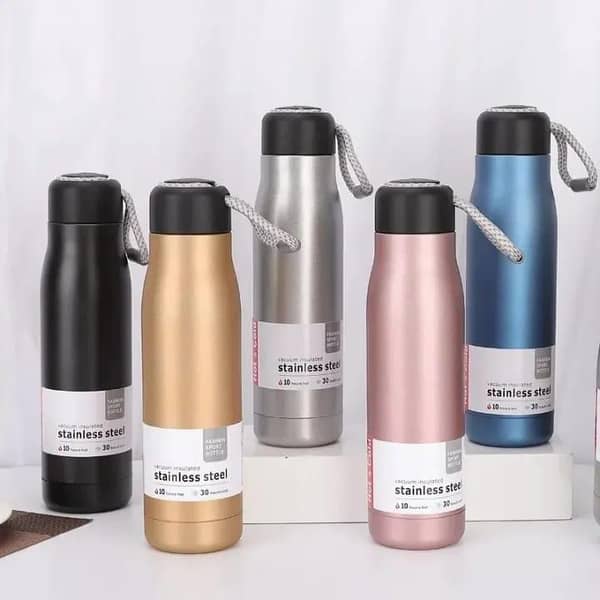 Sports Water Bottle 550ml with Handle Stainless Steel Thermal Flask Vacuum Mug for Gym School Outdoor