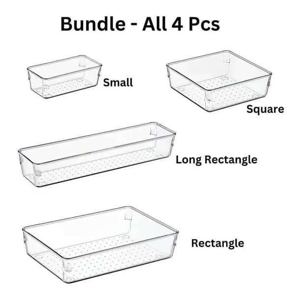 Clear Acrylic Drawer Organizer Tray -Multi-size Multi purpose  Trays Transparent Vanity Dividers Cosmetic Storage Non-Slip Sets Jewelry Makeup Stationery Tableware Storage Case Home Groceries Organizing Gadgets