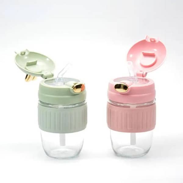 Cute Rabbit Straw Glass Cute Cartoon Girl Portable Cup Office Coffee Drink Water Cup.