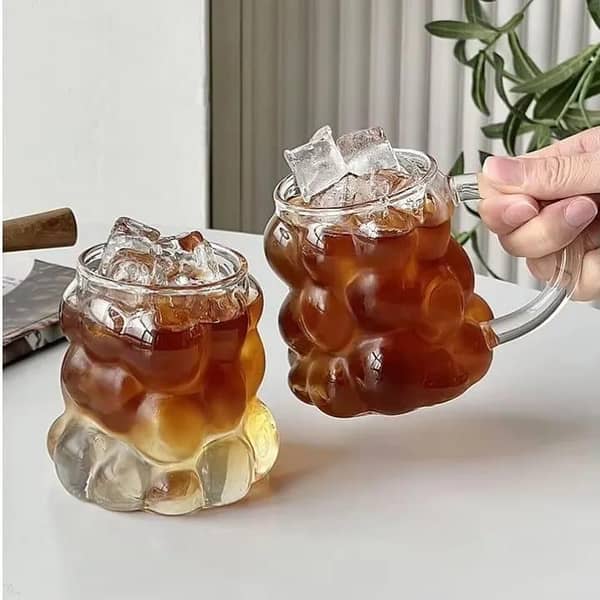 Grape-Shaped Glass Water Cup, Glass Drinking Cup, Juice Cup, Coffee Cup, Cute Bubble Cup  Glassware Beverage, Cute Glass, Aesthetic Cup, Summer Winter Drinkware