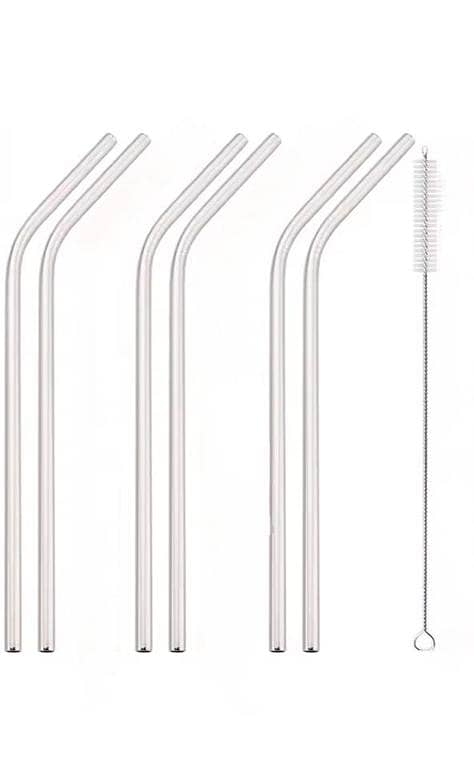 Pack of 6 Rainbow Color Straws + Straw Cleaning Brush | Metal Straw for Drinking Juice | Eco Friendly & Reusable | Juice Straw  | 304 Stainless Steel