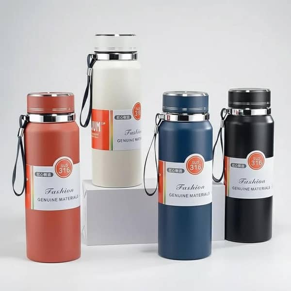 1000ml Vacuum Insulated Stainless Steel Thermal Bottle Leak Proof BPA Free Travel Coffee Tea Sports Bottle Keep Drinks Hot or Cold (Random color)