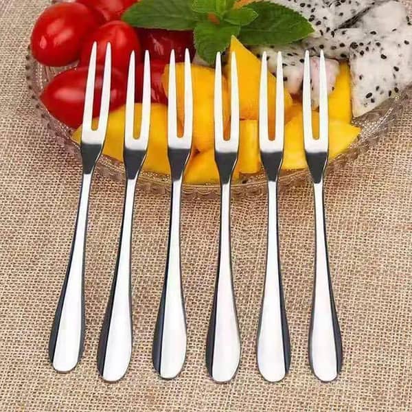 Mini Food Grade Stainless Steel Fruit Forks Creative Fork Snack Birthday Cake Dessert Fruit Fork Kitchen Tableware 5 pc set