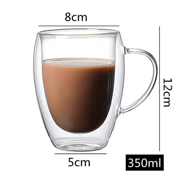 Double Wall Mug 250/350 ml High Quality a Thermal Shock Borosilicate mug for coffer, tea, icream double wall glass mug cup