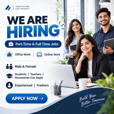 Hiring males and females for online and office management