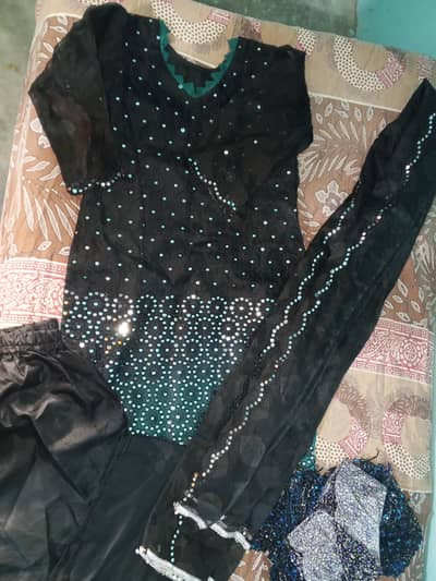 Back and green beautiful dress