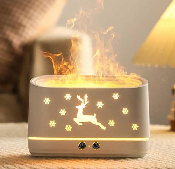 T  Semme Flame Air Aroma Diffuser Humidifier 300ml Flame Pattern Spray Large Capacity Quiet Automatic Desk Air Purifier and Essential Oil Diffuser for Home and Office
