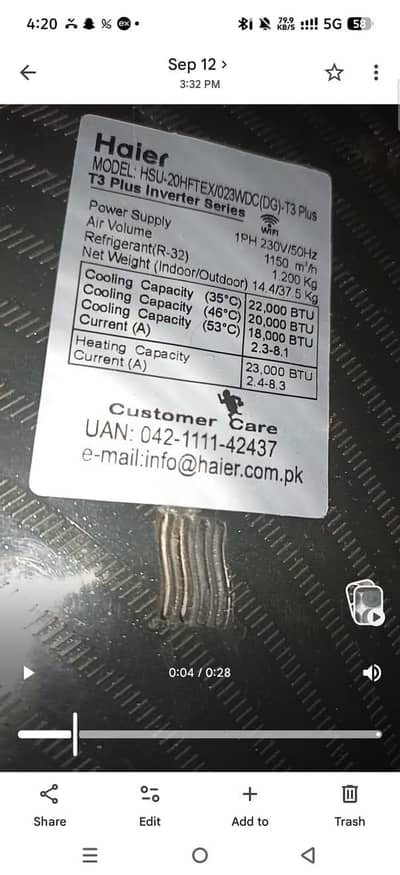 Haier Air Conditioner new model