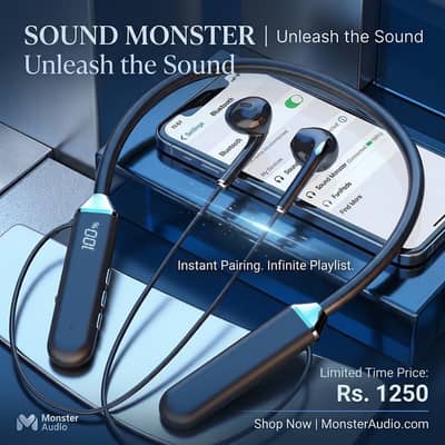 Wireless Bluetooth Neckband - LED Battery Display