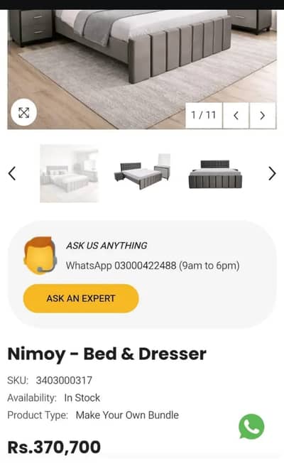 Habitt Nimoy Bed Set with 2 Side Tables, Dresser & VIP Mattress