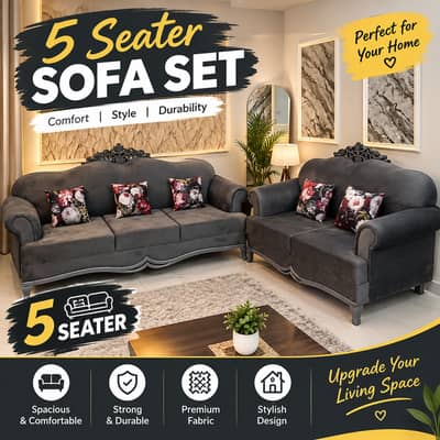 5 Seater Sofa Set|Sofa Set|Sofa|Wooden Sofa Set