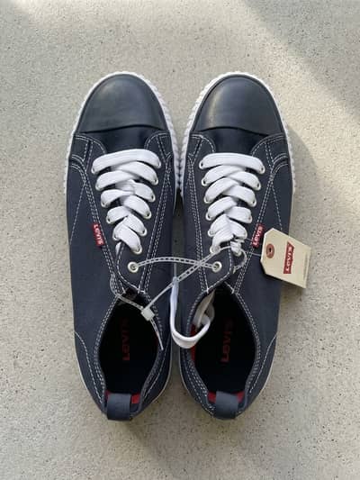 Levi's Men's Anikin Casual Canvas Low-Top Sneakers – Navy Blue/White