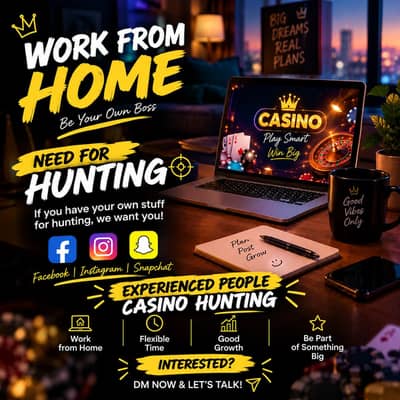 “ WORK FROM HOME — HIRING HUNTERS”.