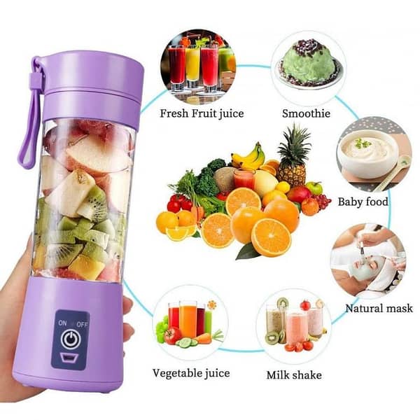 T  USB Rechargeable Juicer Blender 6 Blades Electric Blender Mini Portable Personal Size Juicer Cup USB Rechargeable Mixer 380ml Food Grade Water Bottle Portable Fruit Juicer Machine