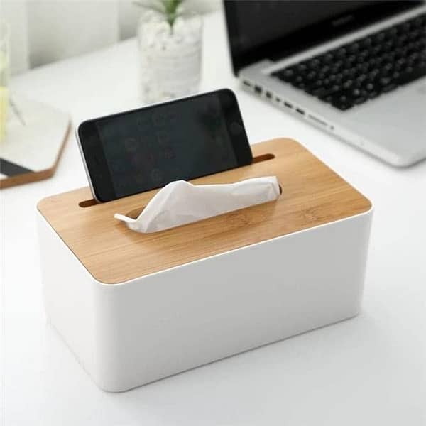 T  Tissue Box Holder with Mobile Holder Storage Box Container for Home and Office Use