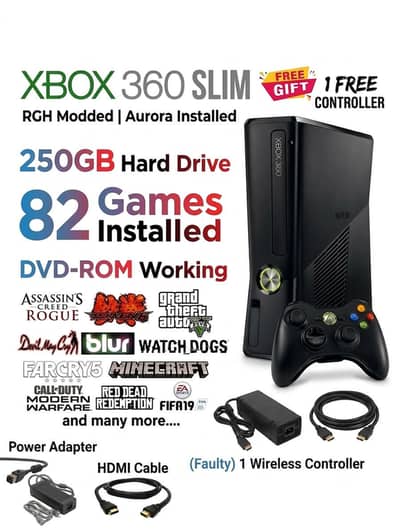 Xbox 360 S (modded) Urgent Sale • 82 games