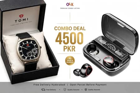 TOMI Premium Watch + M10 LED Earbuds Combo Deal only 4500 rs
