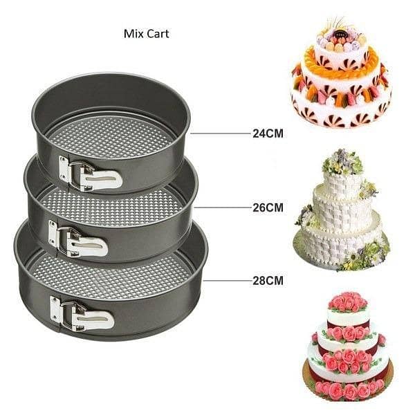 T  3 pcs Round Shape Cake Moulds Spring-Form Nonstick