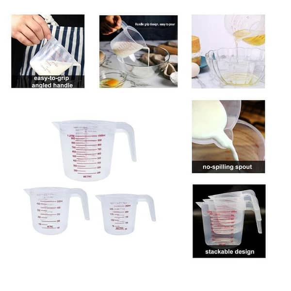 T  Measuring Jugs BPA-free Stackable Clear Heat-resistant Measuring Cups With Angled Grip and Spout For Dry Ingredients & Liquids
