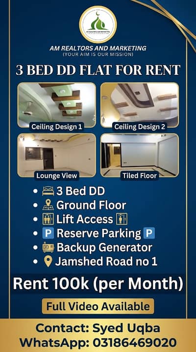 Flat For Rent 3 Bed D. d Ground Floor