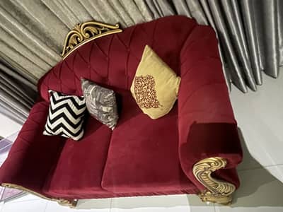Deep maroon sofa set