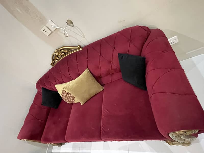 Deep maroon sofa set 1