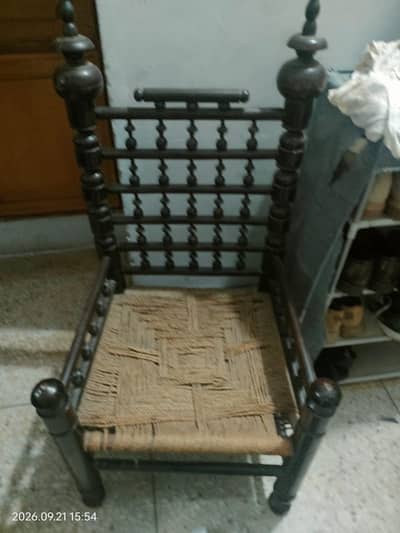 Vintage Hand Carved wooden Chair set & Wheel Chair