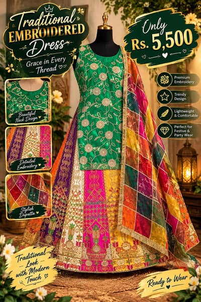 beautiful multicolor traditional embroidered dress