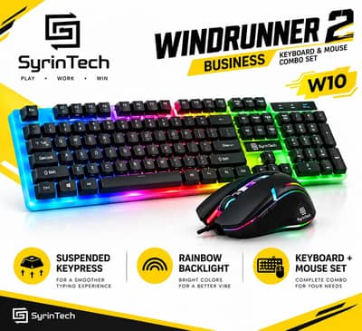 SyrinTech Windrunner 2 W10 Keyboard & Mouse Combo | RGB Backlight