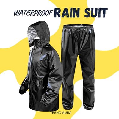 Waterproof Men's Rain Suit Black Full Body